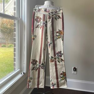 Joie Cream Floral Straight Leg Jeans